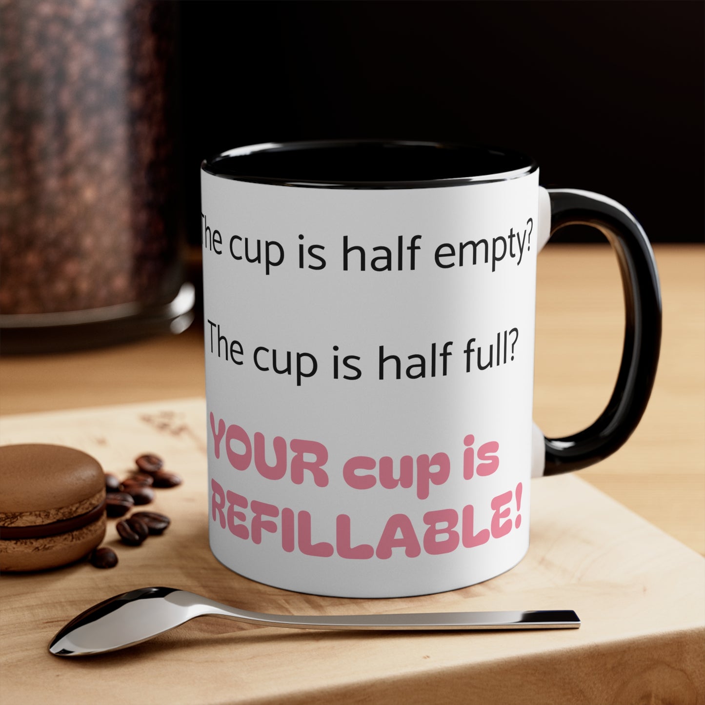 Cute Fairy Fux Accent Mug — "Your Cup Is Refillable" Funny Coffee Tea Gift