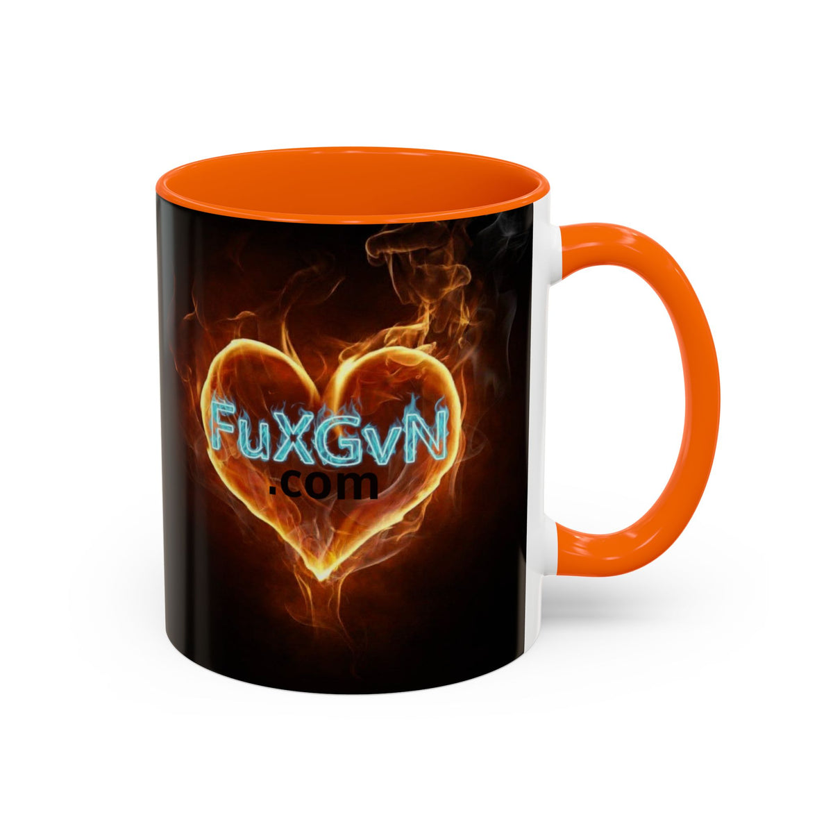 Accent Coffee Mug – F*ck Cancer Fiery Heart Logo "FuXGvN.com"