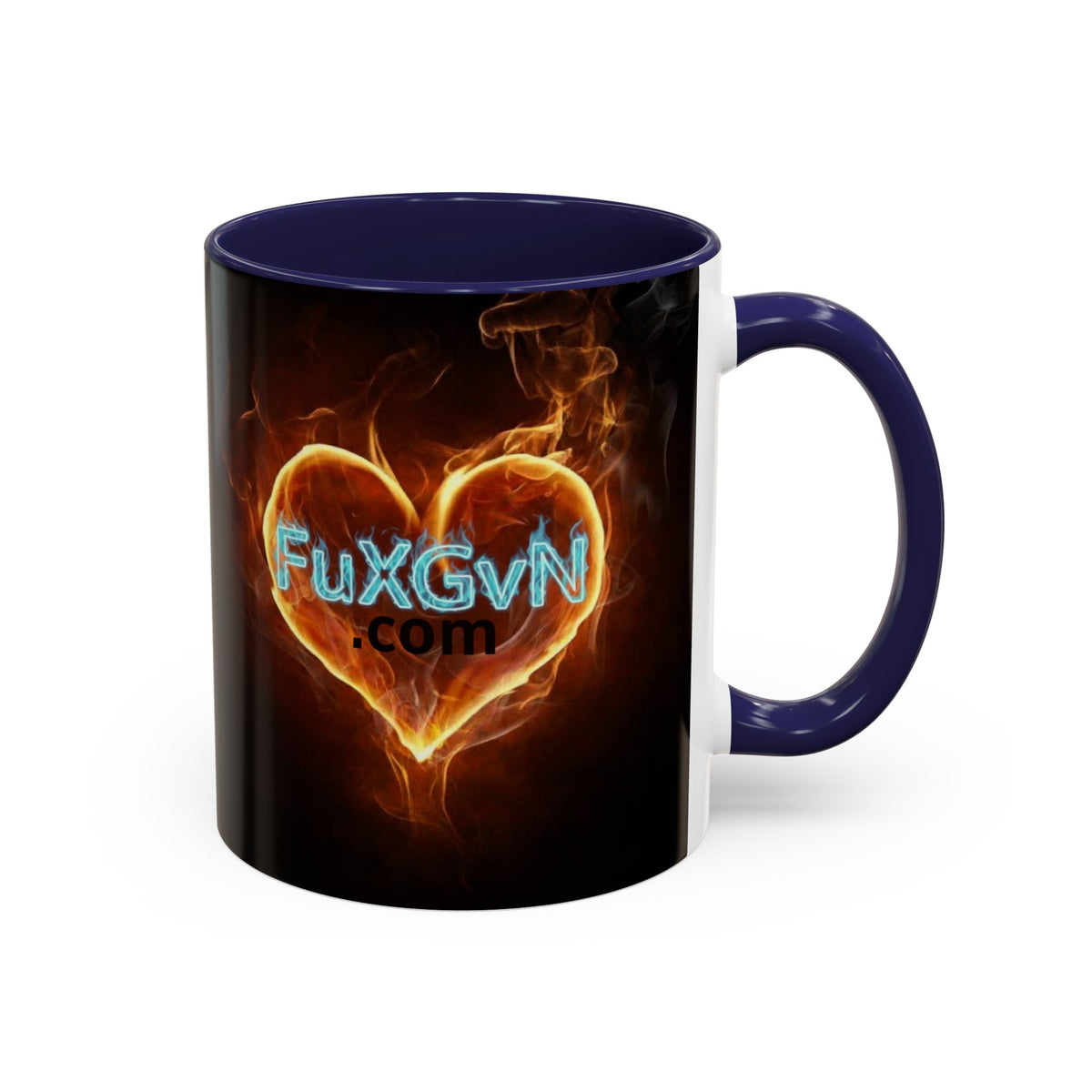 Accent Coffee Mug – F*ck Cancer Fiery Heart Logo "FuXGvN.com"