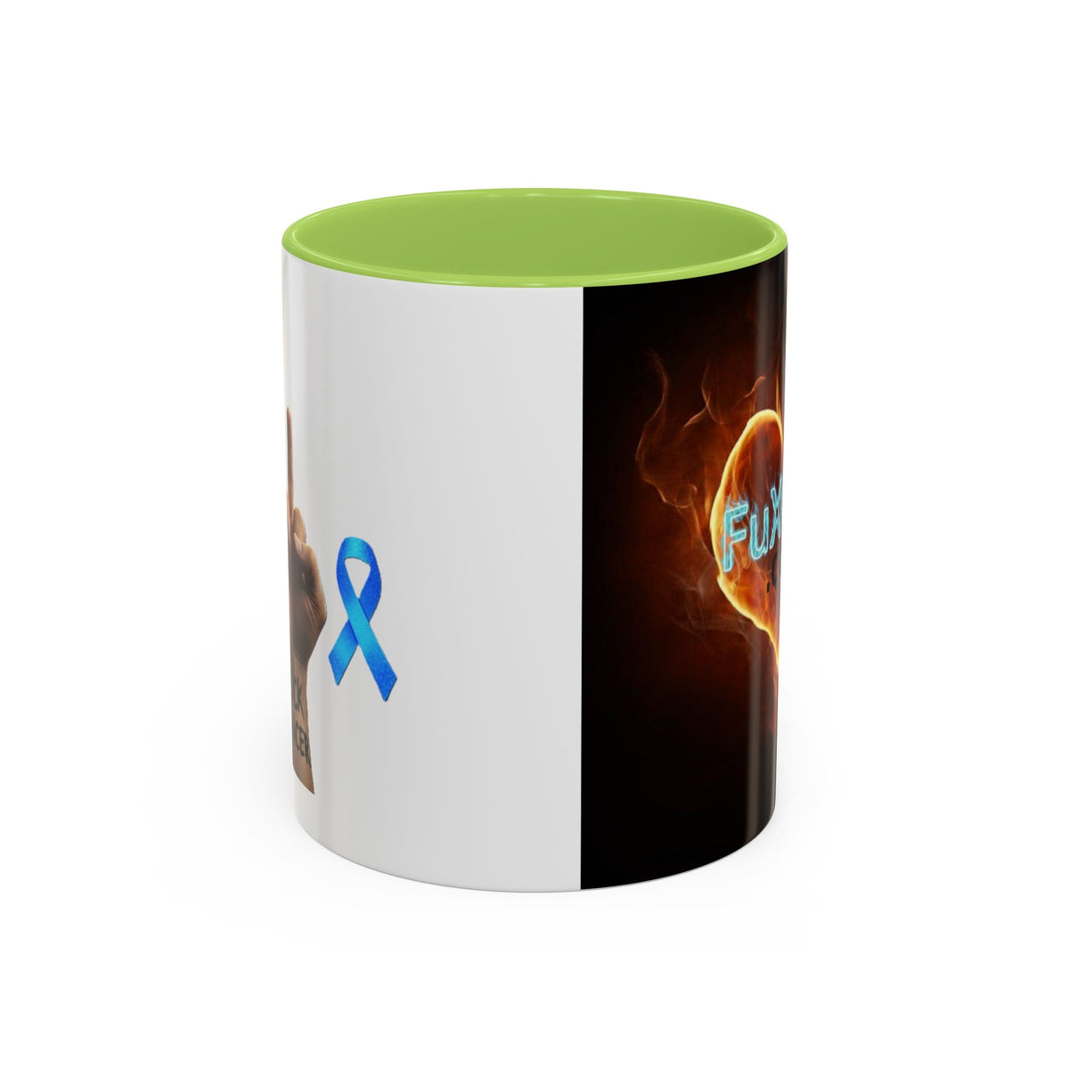 Accent Coffee Mug – F*ck Cancer Fiery Heart Logo "FuXGvN.com"