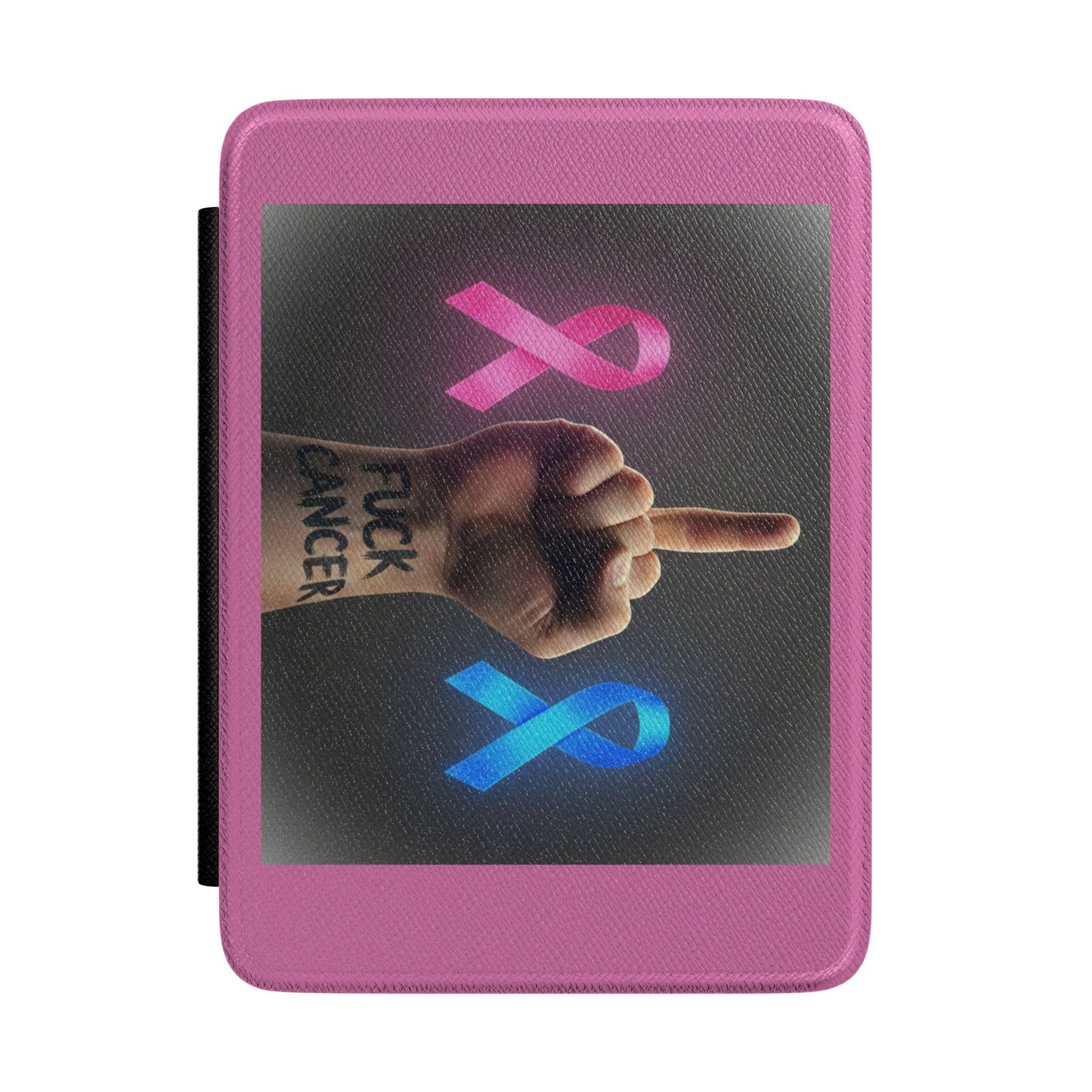 Kindle Case - 'F**k Cancer' Middle Finger Design with Pink & Blue Awareness Ribbons