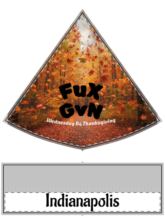 Santa Hat — FuXGvN Indianapolis Fall Leaves Design (Custom Text: "Fux Gvn / Wednesday B4 Thanksgiving")