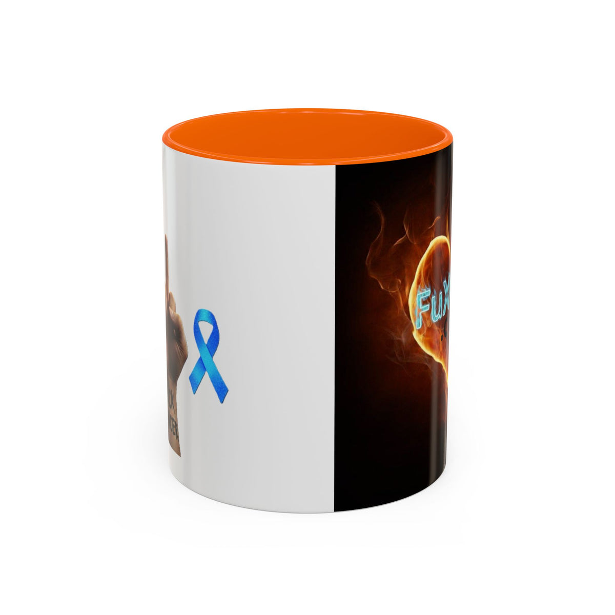 Accent Coffee Mug – F*ck Cancer Fiery Heart Logo "FuXGvN.com"