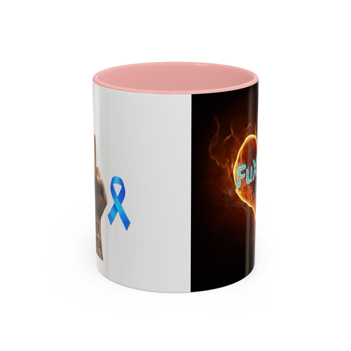 Accent Coffee Mug – F*ck Cancer Fiery Heart Logo "FuXGvN.com"