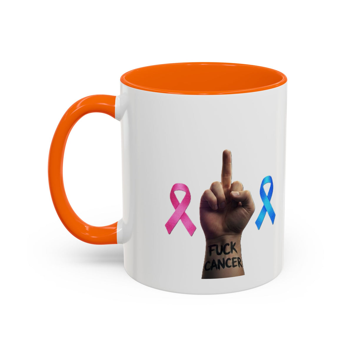 Accent Coffee Mug – F*ck Cancer Fiery Heart Logo "FuXGvN.com"