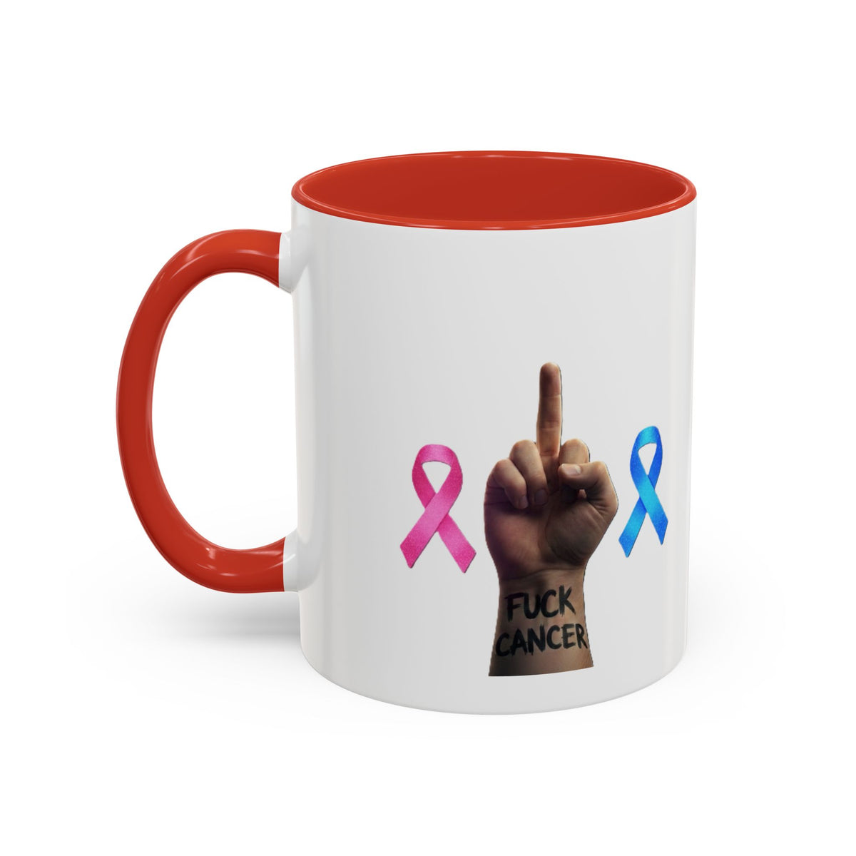 Accent Coffee Mug – F*ck Cancer Fiery Heart Logo "FuXGvN.com"