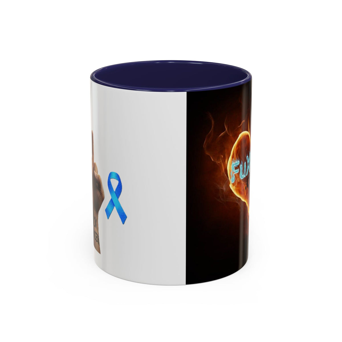 Accent Coffee Mug – F*ck Cancer Fiery Heart Logo "FuXGvN.com"