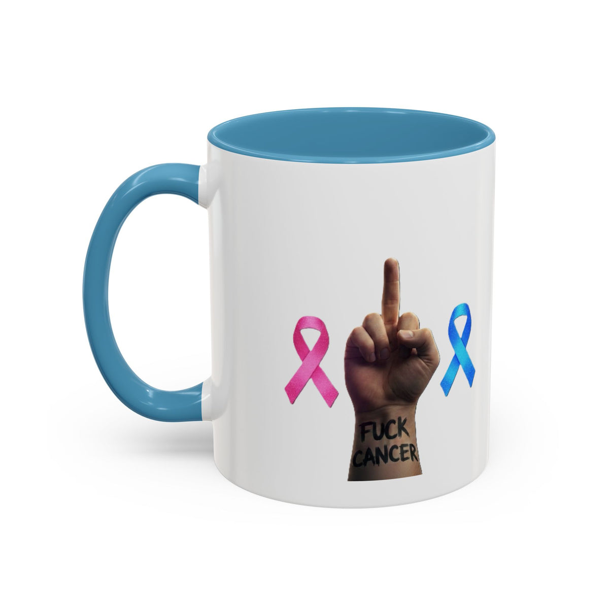 Accent Coffee Mug – F*ck Cancer Fiery Heart Logo "FuXGvN.com"