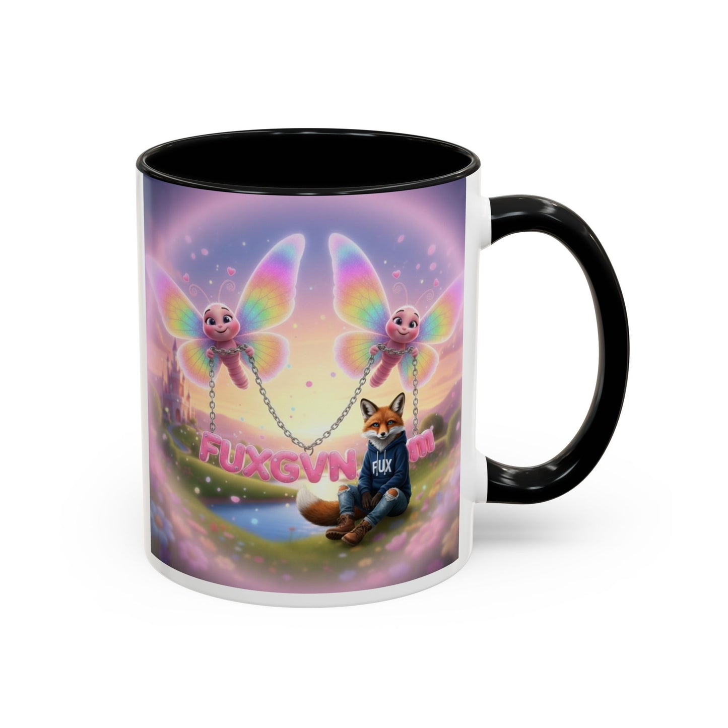 Magical Fox & Fairy Accent Coffee Mug — Rainbow Fantasy 11/15oz