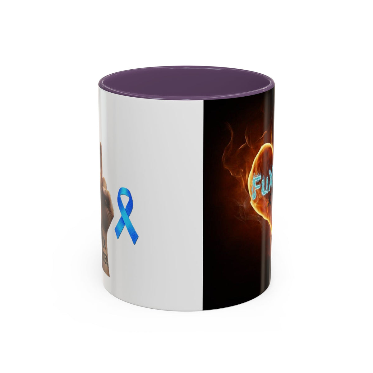 Accent Coffee Mug – F*ck Cancer Fiery Heart Logo "FuXGvN.com"