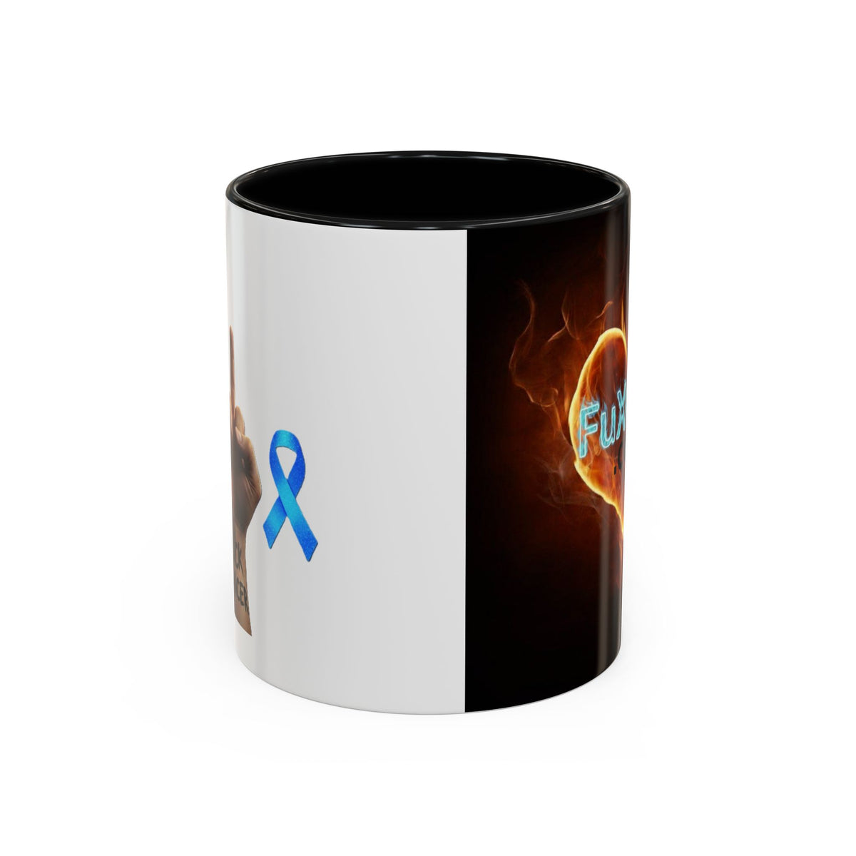 Accent Coffee Mug – F*ck Cancer Fiery Heart Logo "FuXGvN.com"