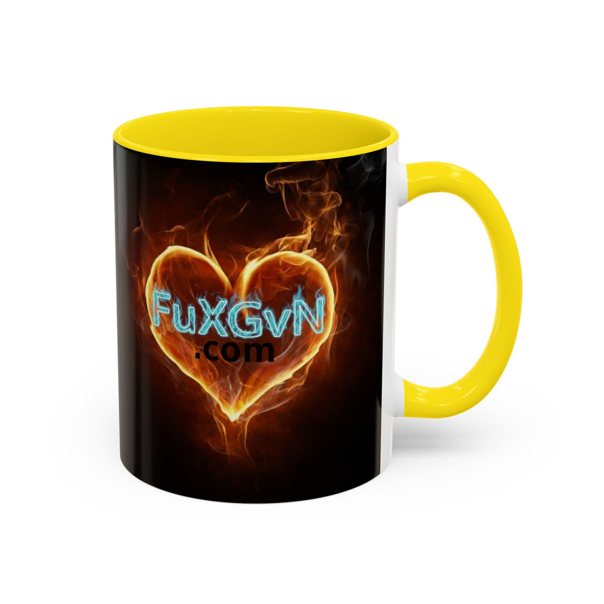 Accent Coffee Mug – F*ck Cancer Fiery Heart Logo "FuXGvN.com"