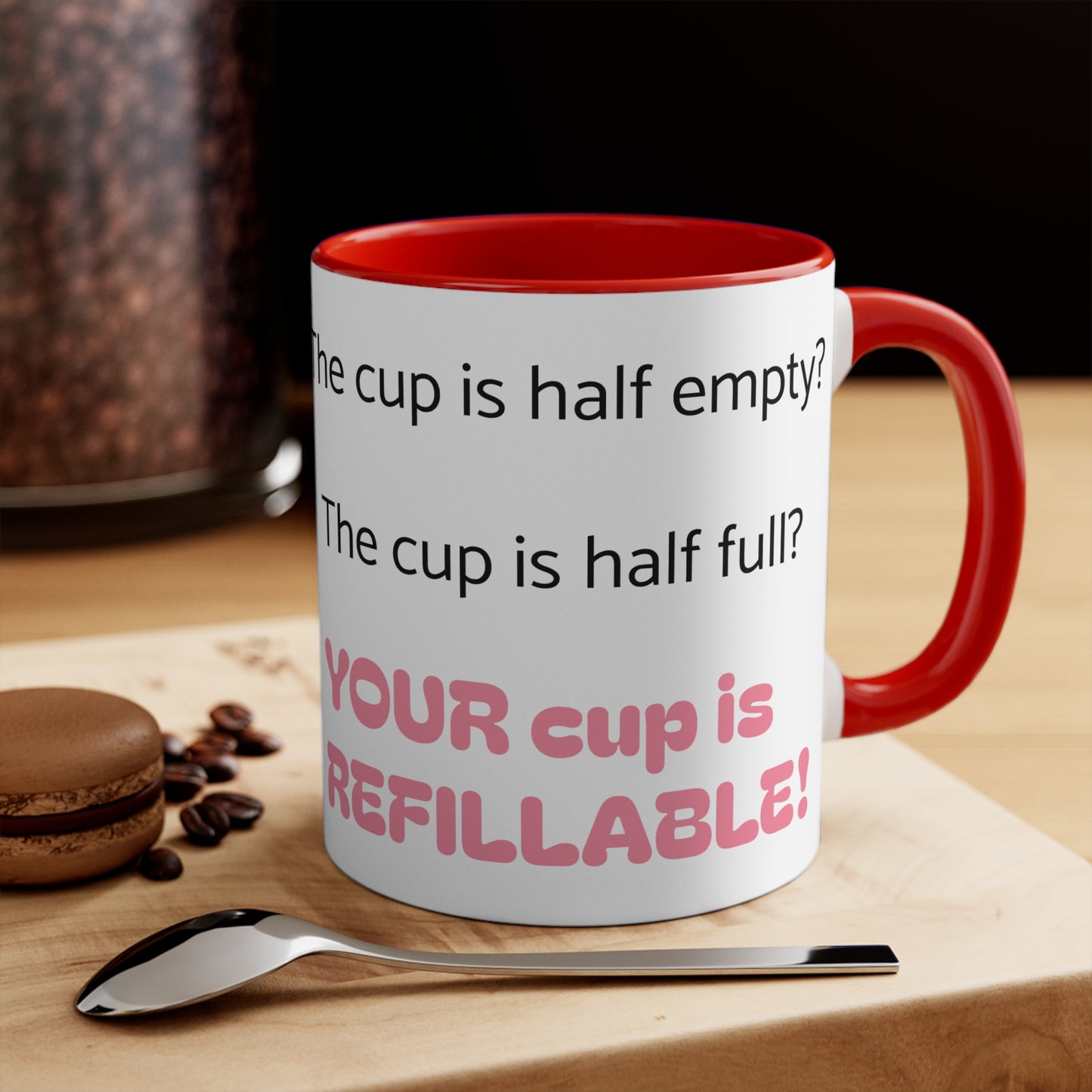 Cute Fairy Fux Accent Mug — "Your Cup Is Refillable" Funny Coffee Tea Gift