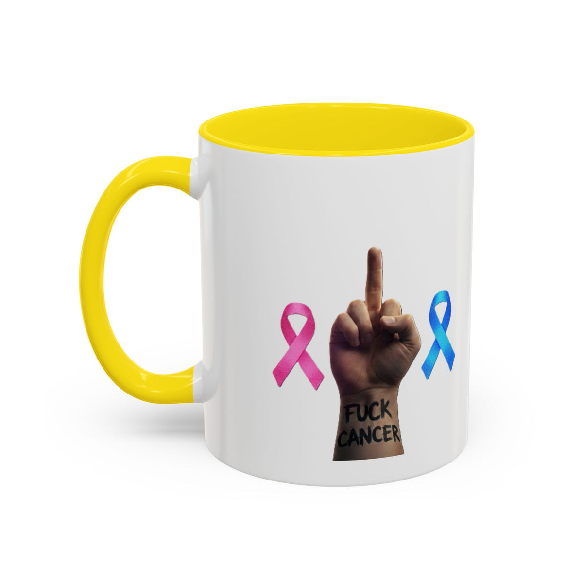Accent Coffee Mug – F*ck Cancer Fiery Heart Logo "FuXGvN.com"