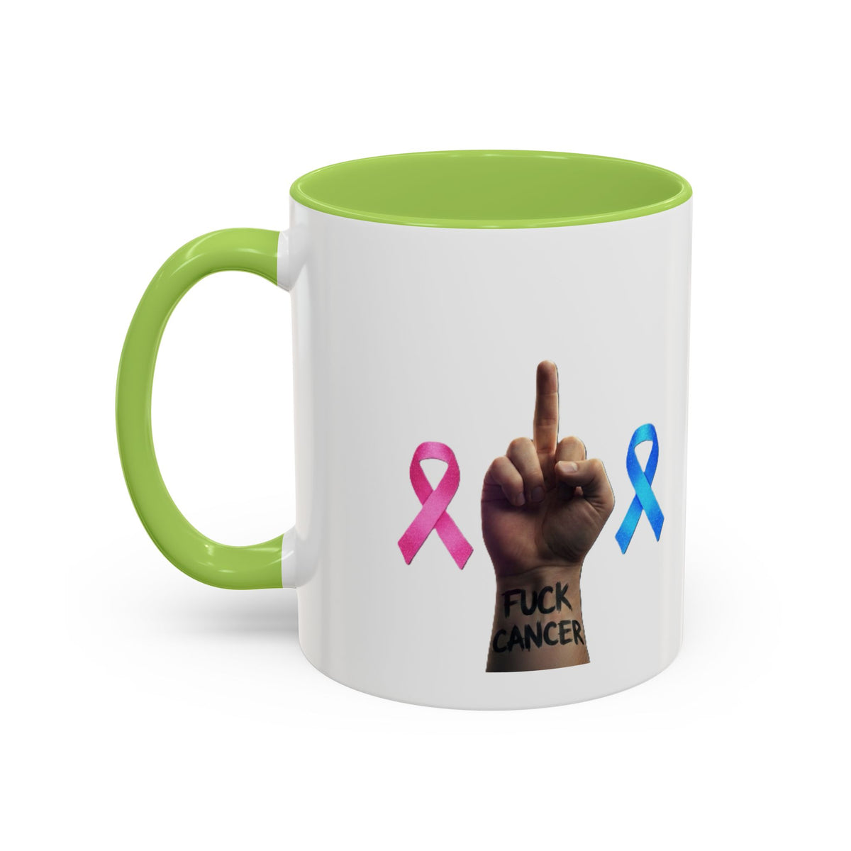 Accent Coffee Mug – F*ck Cancer Fiery Heart Logo "FuXGvN.com"