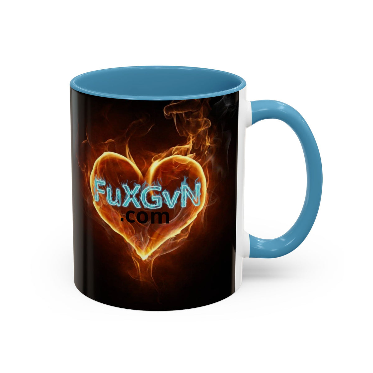 Accent Coffee Mug – F*ck Cancer Fiery Heart Logo "FuXGvN.com"