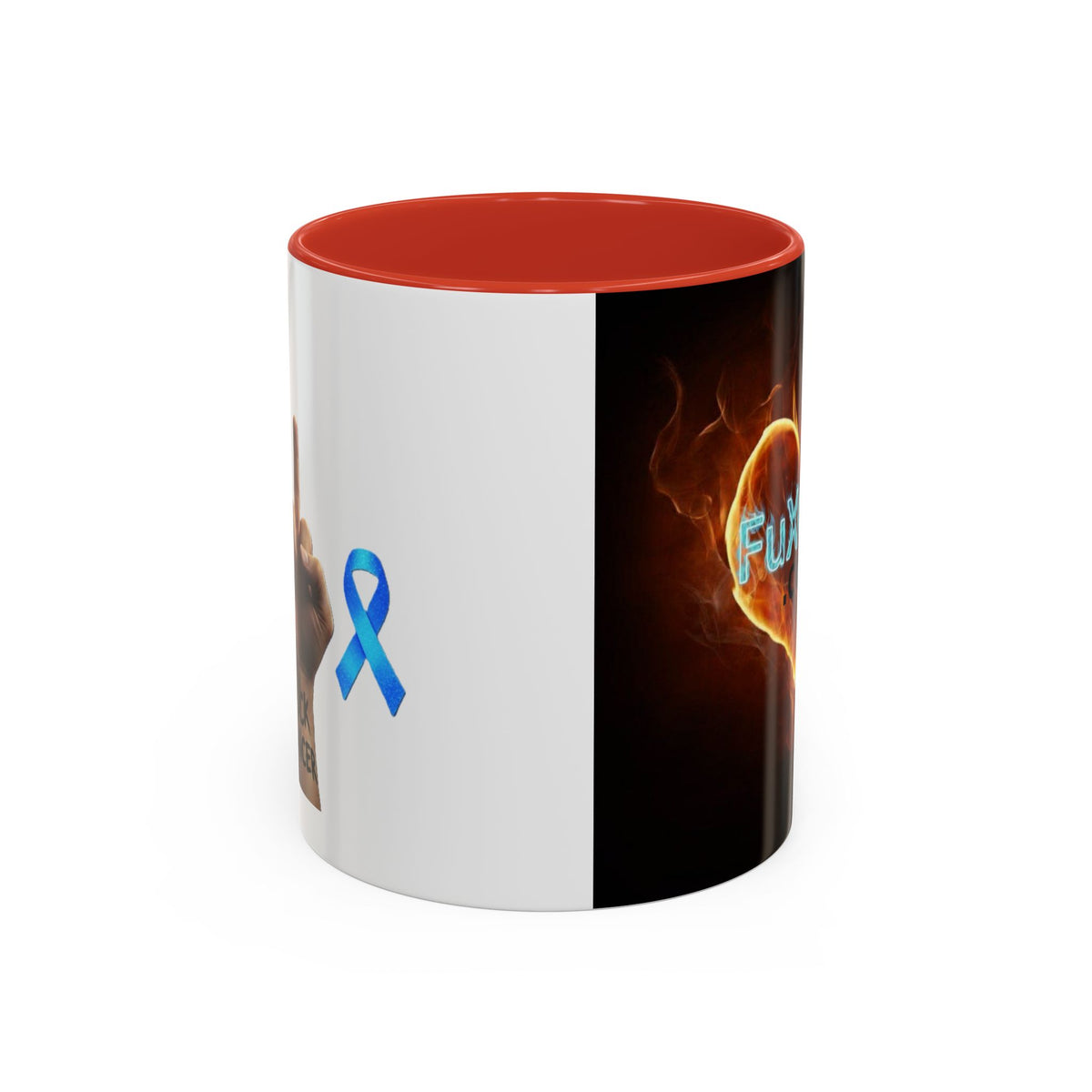 Accent Coffee Mug – F*ck Cancer Fiery Heart Logo "FuXGvN.com"