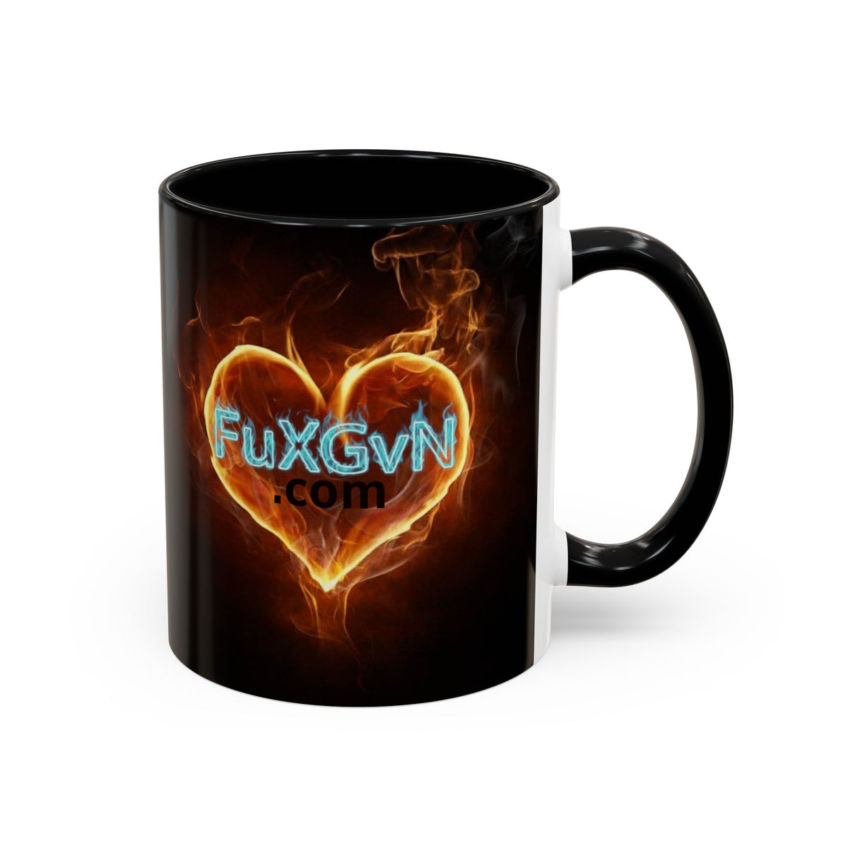 Accent Coffee Mug – F*ck Cancer Fiery Heart Logo "FuXGvN.com"