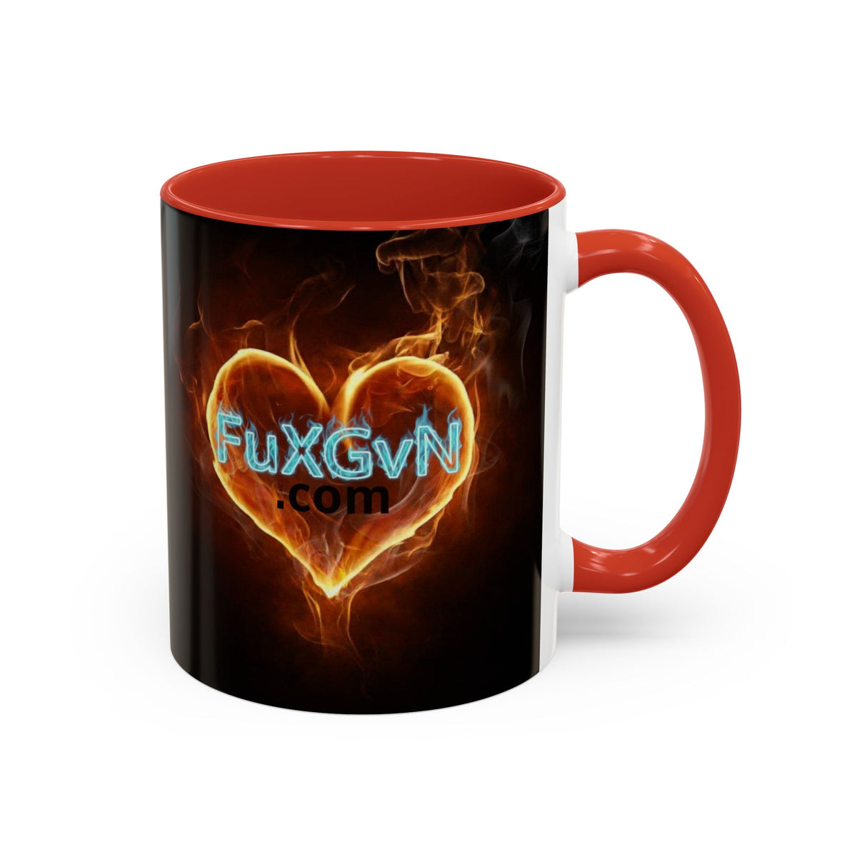 Accent Coffee Mug – F*ck Cancer Fiery Heart Logo "FuXGvN.com"