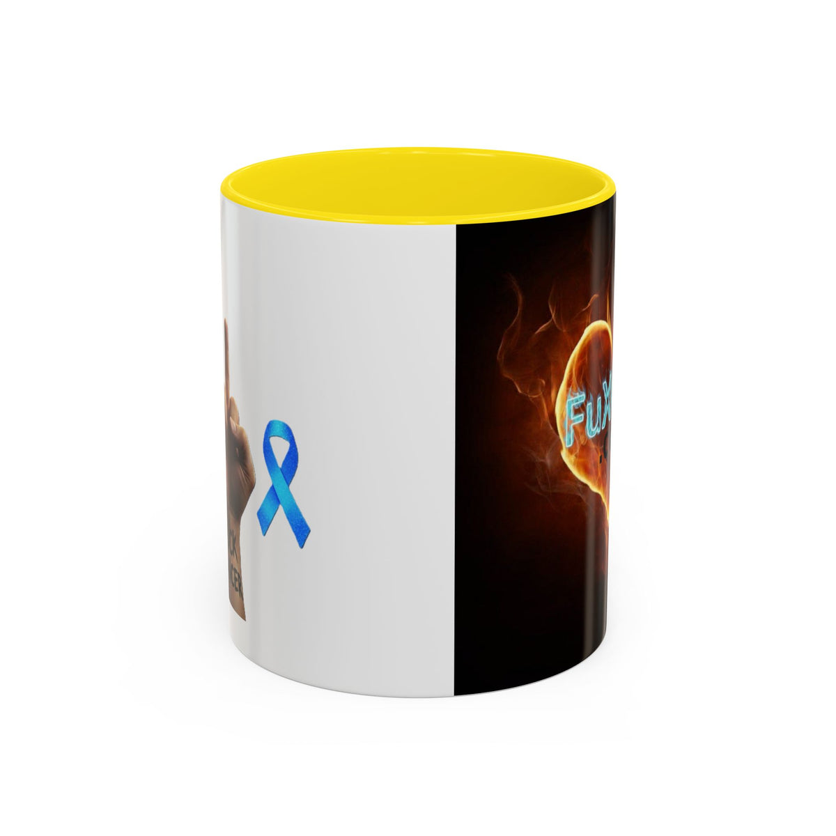 Accent Coffee Mug – F*ck Cancer Fiery Heart Logo "FuXGvN.com"