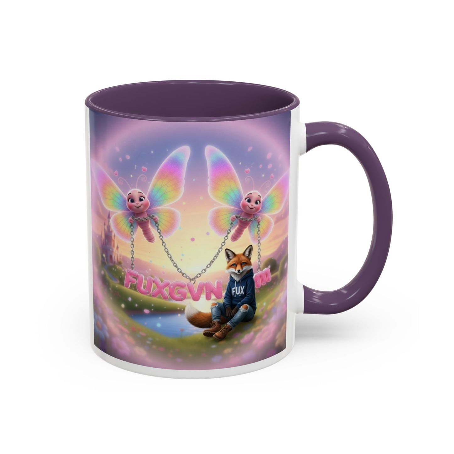 Magical Fox & Fairy Accent Coffee Mug — Rainbow Fantasy 11/15oz